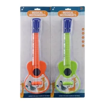 Hudební nástroj pro děti dětská plastová kytara se zvířátky 40 cm
