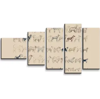 Obraz Sablio Obraz - 5-dílný Psí plemena - 100x60 cm