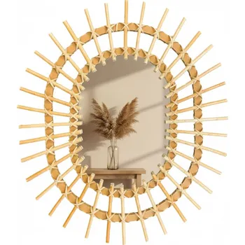 Zrcadlo Tutumi, nástěnné zrcadlo Boho 57x49 cm QDJ5749, světle hnědá, HOM-02819