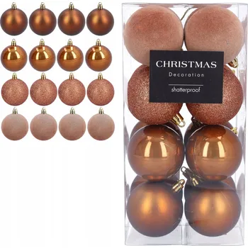 Vánoční dekorace BOMBKI CHOINKOWE duże 8 cm 16 sztuk brązowe sada matné lesklé třpytivé sametové