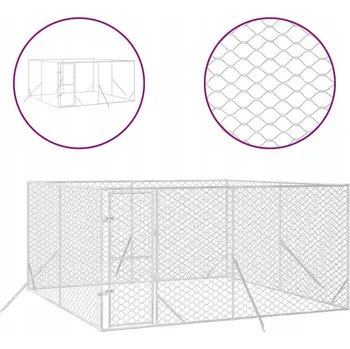 klec pro psa VidaXL Venkovní Kotec pro psa, stříbrný, 4x4x2 m, pozinkovaná ocel