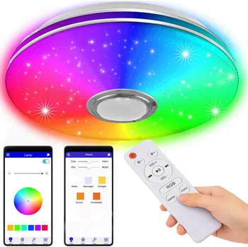 STROPNÍ SVÍTIDLO RGB S BLUETOOTH REPRODUKTOREM LED 60W S DÁLKOVÝM OVLADAČEM A APLIKACÍ