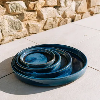 Květináč Keramický květináč, modrý, průměr 19 cm