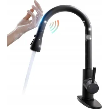 Vodovodní baterie DOTYKOVÁ KUCHYŇSKÁ BATERIE S LED 360° OTOČNÁ ČERNÁ SMART TECHNOLOGIE