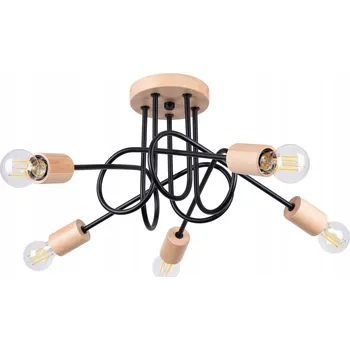 Lustr EMBER 5 černý černá/přírodní dřevo minimalistický LED lampa