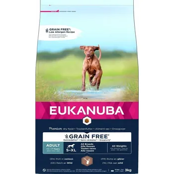 Krmivo pro psa EUKANUBA Grain Free S-XL Adult s příchutí zvěřiny pro dospělé psy 3 kg