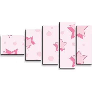 Obraz Sablio Obraz - 5-dílný Růžové hvězdičky - 100x60 cm