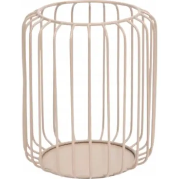 Svícen Kovový béžový lampion na malé svíčky typu tealight nebo ohřívače