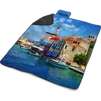 deka Sablio Plážová deka Domky na pobřeží: 200x140 cm