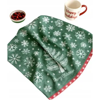 Utěrka Ścierka świąteczna kuchenna 50x70 Vánoční kuchyňská utěrka 50x70 cm - Zelená bavlna s motivem stromečku