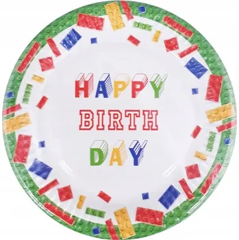 Talíř Papírové talířky LEGO kostky 18 cm 8 ks