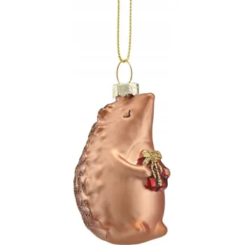 Vánoční dekorace VILLA ITALIA Vánoční Koule skleněná hnědá JEŽEK 6,5 cm