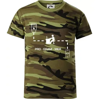 Chlapecké tričko Programátor mobil - Dětské maskáčové triko - 134 cm/8 let ( Zelený maskáč )