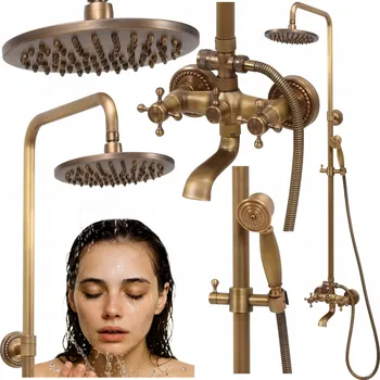 Sprchový set Sprchový Set na omítku Zlatá RETRO Dešťová sprcha Mosaz