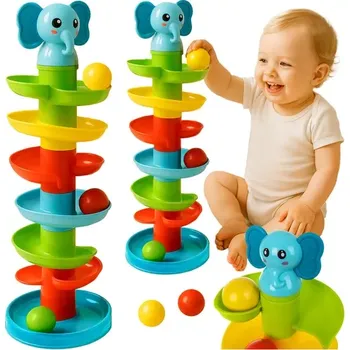 Hračka pro nejmenší ISO 26460 Barevná kuličková dráha se sloníkem