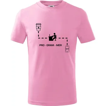 Programátor mobil - Tričko dětské bavlněné - 158 cm/12 let ( Růžová )