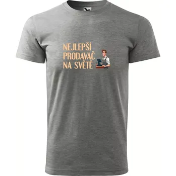 Sablio Tričko s potiskem Nejlepší prodavač na světě - šedé 2XL