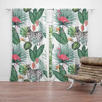 Závěs Sablio Závěs Zebra a Plameňák: 2ks 140x250cm