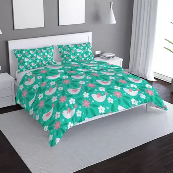 Povlečení Sablio Povlečení Květiny a ptáčci - 140x220 / 90x70