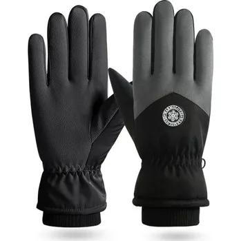 Rukavice Pánské lyžařské rukavice nastavitelné Polyester a plyš Zateplené dotykové rukavice na zimní sportovní aktivity Hřejivé odolné rukavice tmavě šedá