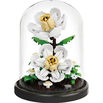 ostatní stavebnice Kolekční mikro stavebnice kamélie 85 x 85 x 106 mm 174 ks Květinový model v květináči v průhledné krabičce Elegantní domácí dekorace a kreativní dárek