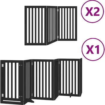 klec pro psa VidaXL Zábrana pro psy s dvířky skládací 12 panelů černá 600 cm topol