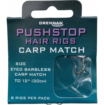 Rybářský háček Drennan Pushstop Hair Rigs Carp Match Háčky 8 ks