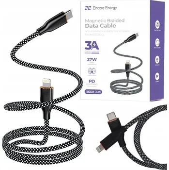 Datový kabel Magnetický kabel USB-C Lightning QC PD pro nabíjení a data Encore Energy 27 W