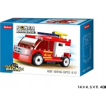 ostatní stavebnice STAVEBNICE SLUBAN HASIČI 55 DÍLŮ HASIČSKÉ AUTO NA ZPĚTNÝ CHOD