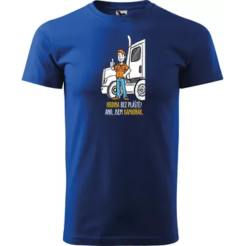 Pánské tričko Sablio Tričko s potiskem pro řidiče kamionu Hrdina bez pláště? Ano, jsem kamioňák - modré 5XL