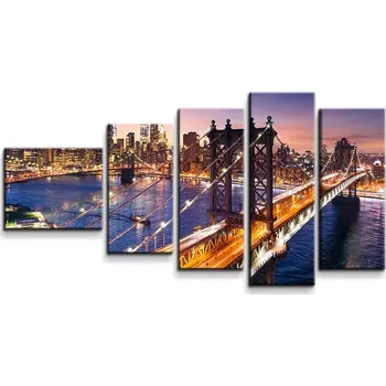 Obraz Sablio Obraz - 5-dílný Most v New Yorku - 100x60 cm
