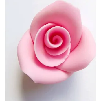 Jedlá dekorace na dort Cukrová růže střední růžová (25 ks) ▹