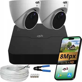 Bezpečnostní kamera SADA KAMER PRO MONITORING: 2 EXTERNÍ IP POE DOME KAMERY 4K 8Mpx