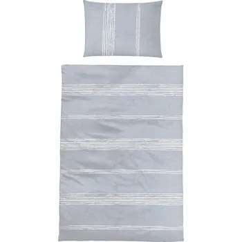 Povlečení Povlečení Bavlněné 100% 140x200 + 60x80 Šedé Proužky Zip OEKO-TEX