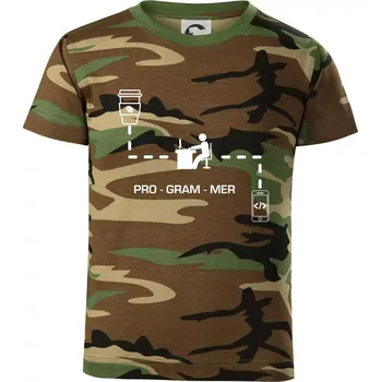 Chlapecké tričko Programátor mobil - Dětské maskáčové triko - 146 cm/10 let ( Hnědý maskáč )