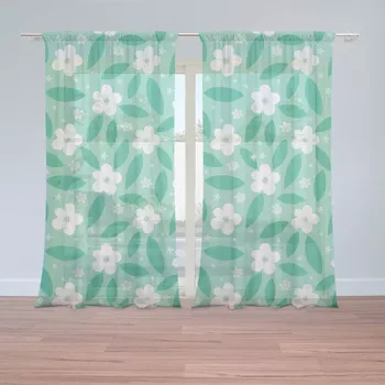 Záclona Sablio Záclony Bílé květy s lístky: 2ks 150x250cm