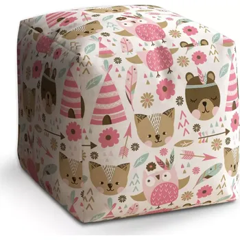 Taburet Sablio Taburet Cube Lesní zvířátka: 40x40x40 cm