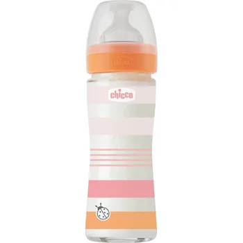 Kojenecká láhev CHICCO Láhev kojenecká sklo Well-being silikon 240 ml děvče