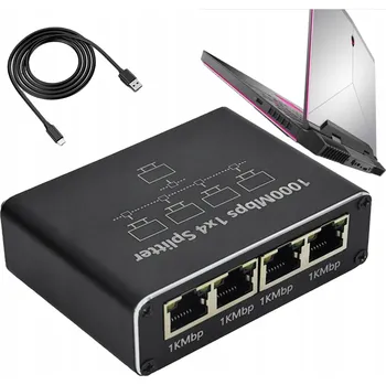 Switch Switch Rozbočovač LAN 1000 Mbps pro Internet, 4 porty Gigabit Ethernet