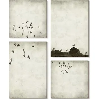 Obraz Sada obrazů na plátně - minimalistická dekorace s motivem ptáků