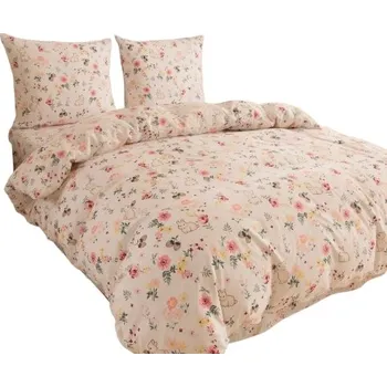 Povlečení Bavlněné Povlečení 200x200 králíci a květiny