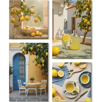 Obraz Sada nástěnných dekorací Galerie Citrony Limonáda Modré Dveře