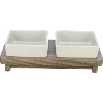 Miska pro psa Sada dvou keramických misek Trixie, bílá, 0,2 l