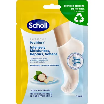 Pleťová maska Scholl hydratační maska na nohy s makadamiovým olejem, 1 pár
