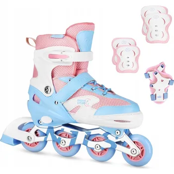 Kolečkové Brusle Nastavitelné Rekreační s Kaučukovými Kolečky + Sada Chráničů NILS