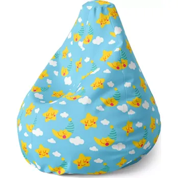 Sedací pytel Sablio Sedací vak Pear Hvězdy a měsíce - 70 x 95 x 15 cm