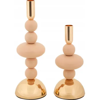 Obraz SADA KOVOVÝCH SVÍCNŮ 22 CM A 30 CM SVĚTLE RŮŽOVÁ