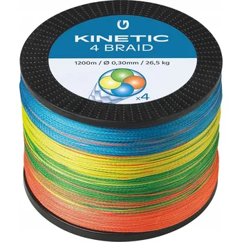 ŠŇŮRA KINETIC 4-BRAID 1200M 0,35MM 28,3KG-62LBS MULTICOLOR