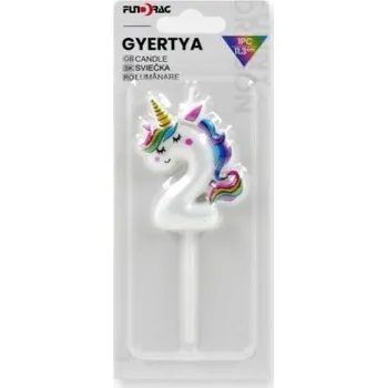 Dortová svíčka Svíčka s jednorožcem číslo 2 ▹