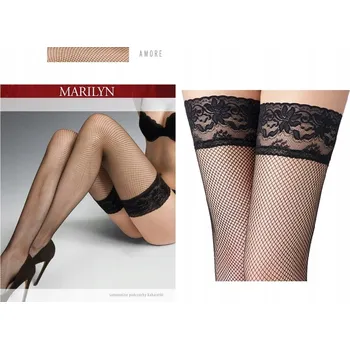 Dámské punčochy Marilyn Amore R1/2 samodržící punčochy kabaretka nero